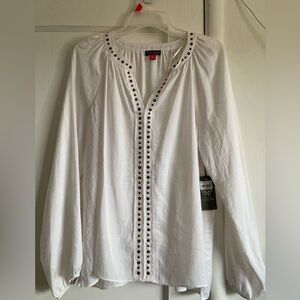 Vince Camuto White Blouse with Stud Accents